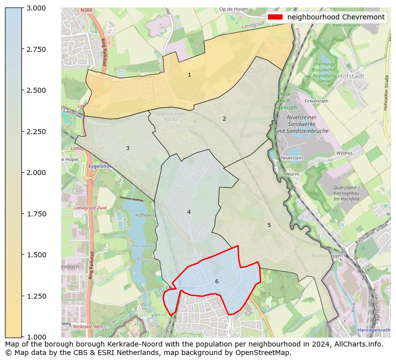 Image of the neighbourhood Chevremont at the map. This image is used as introduction to this page. This page shows a lot of information about the population in the neighbourhood Chevremont (such as the distribution by age groups of the residents, the composition of households, whether inhabitants are natives or Dutch with an immigration background, data about the houses (numbers, types, price development, use, type of property, ...) and more (car ownership, energy consumption, ...) based on open data from the Dutch Central Bureau of Statistics and various other sources!