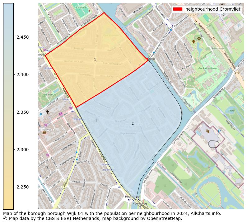 Image of the neighbourhood Cromvliet at the map. This image is used as introduction to this page. This page shows a lot of information about the population in the neighbourhood Cromvliet (such as the distribution by age groups of the residents, the composition of households, whether inhabitants are natives or Dutch with an immigration background, data about the houses (numbers, types, price development, use, type of property, ...) and more (car ownership, energy consumption, ...) based on open data from the Dutch Central Bureau of Statistics and various other sources!