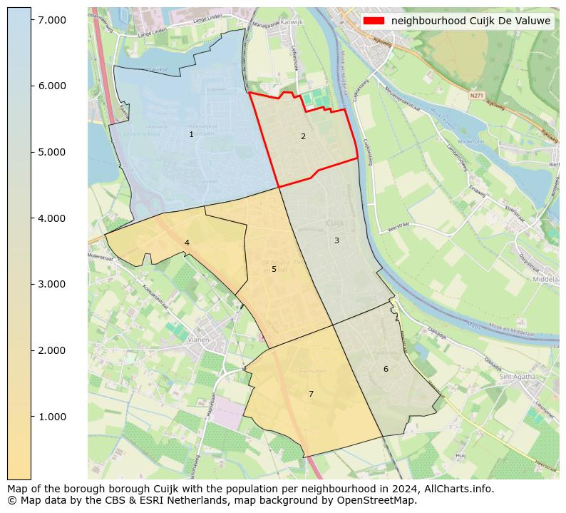 Image of the neighbourhood Cuijk De Valuwe at the map. This image is used as introduction to this page. This page shows a lot of information about the population in the neighbourhood Cuijk De Valuwe (such as the distribution by age groups of the residents, the composition of households, whether inhabitants are natives or Dutch with an immigration background, data about the houses (numbers, types, price development, use, type of property, ...) and more (car ownership, energy consumption, ...) based on open data from the Dutch Central Bureau of Statistics and various other sources!