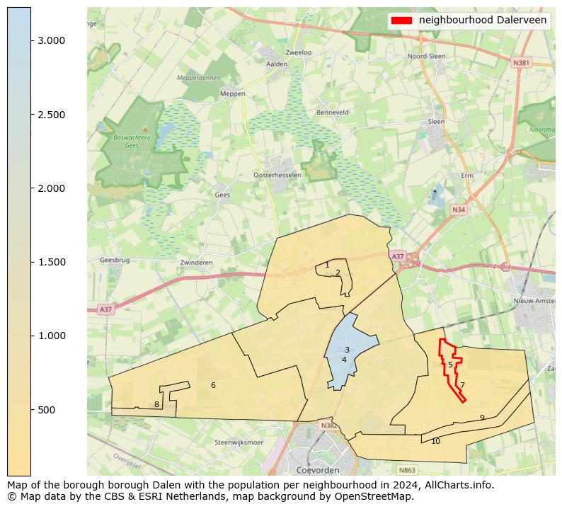 Image of the neighbourhood Dalerveen at the map. This image is used as introduction to this page. This page shows a lot of information about the population in the neighbourhood Dalerveen (such as the distribution by age groups of the residents, the composition of households, whether inhabitants are natives or Dutch with an immigration background, data about the houses (numbers, types, price development, use, type of property, ...) and more (car ownership, energy consumption, ...) based on open data from the Dutch Central Bureau of Statistics and various other sources!