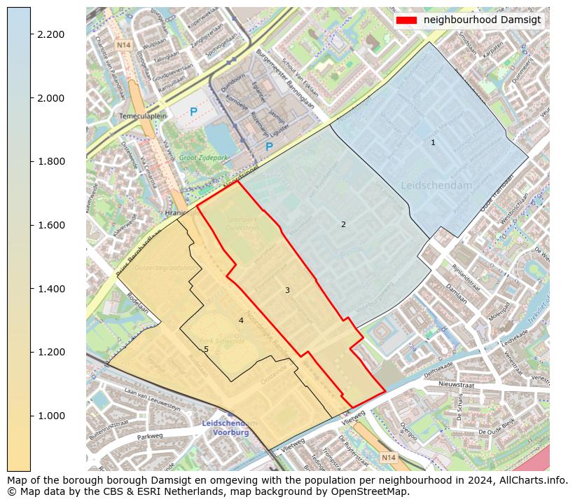 Image of the neighbourhood Damsigt at the map. This image is used as introduction to this page. This page shows a lot of information about the population in the neighbourhood Damsigt (such as the distribution by age groups of the residents, the composition of households, whether inhabitants are natives or Dutch with an immigration background, data about the houses (numbers, types, price development, use, type of property, ...) and more (car ownership, energy consumption, ...) based on open data from the Dutch Central Bureau of Statistics and various other sources!