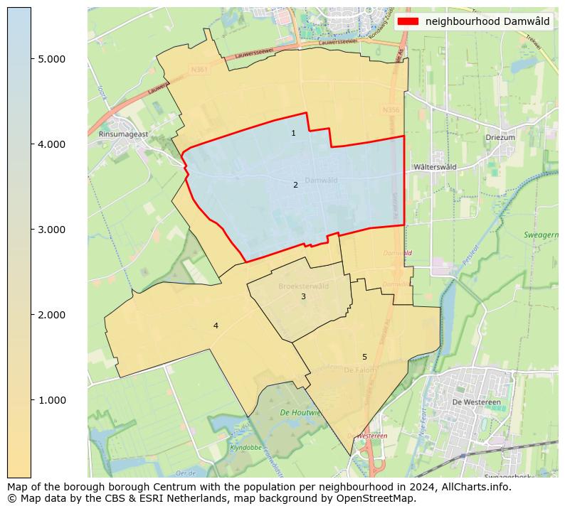 Image of the neighbourhood Damwâld at the map. This image is used as introduction to this page. This page shows a lot of information about the population in the neighbourhood Damwâld (such as the distribution by age groups of the residents, the composition of households, whether inhabitants are natives or Dutch with an immigration background, data about the houses (numbers, types, price development, use, type of property, ...) and more (car ownership, energy consumption, ...) based on open data from the Dutch Central Bureau of Statistics and various other sources!