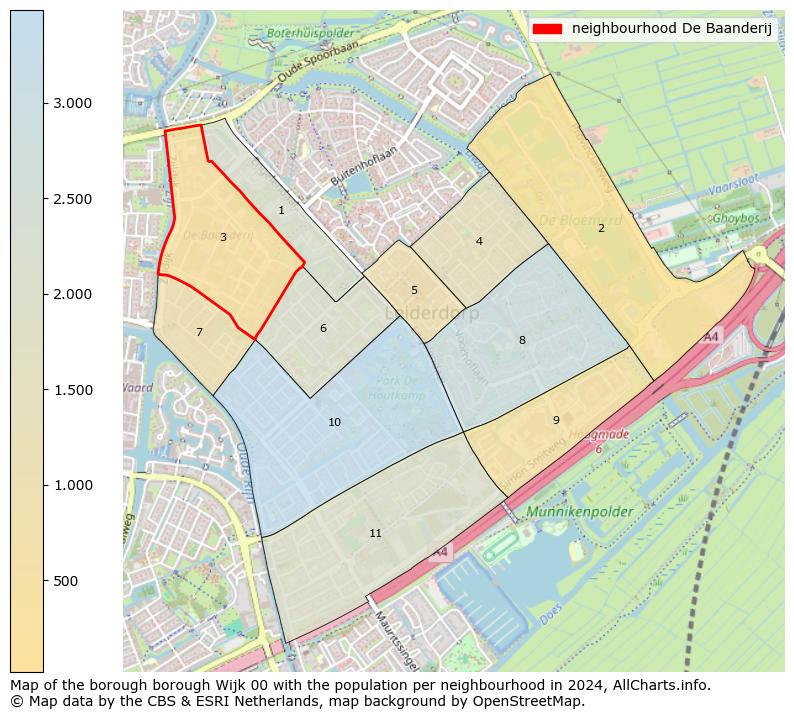 Image of the neighbourhood De Baanderij at the map. This image is used as introduction to this page. This page shows a lot of information about the population in the neighbourhood De Baanderij (such as the distribution by age groups of the residents, the composition of households, whether inhabitants are natives or Dutch with an immigration background, data about the houses (numbers, types, price development, use, type of property, ...) and more (car ownership, energy consumption, ...) based on open data from the Dutch Central Bureau of Statistics and various other sources!