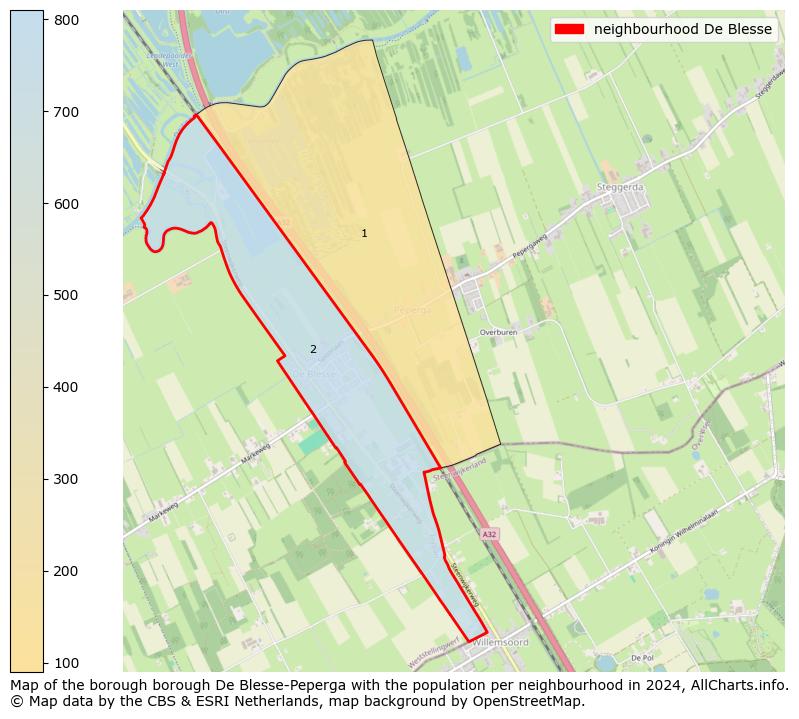 Image of the neighbourhood De Blesse at the map. This image is used as introduction to this page. This page shows a lot of information about the population in the neighbourhood De Blesse (such as the distribution by age groups of the residents, the composition of households, whether inhabitants are natives or Dutch with an immigration background, data about the houses (numbers, types, price development, use, type of property, ...) and more (car ownership, energy consumption, ...) based on open data from the Dutch Central Bureau of Statistics and various other sources!