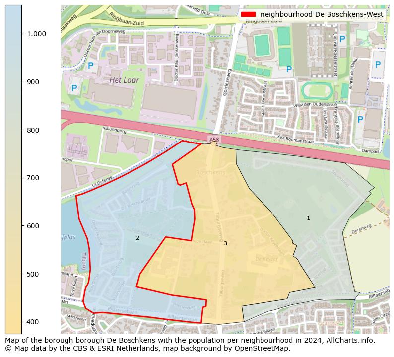 Image of the neighbourhood De Boschkens-West at the map. This image is used as introduction to this page. This page shows a lot of information about the population in the neighbourhood De Boschkens-West (such as the distribution by age groups of the residents, the composition of households, whether inhabitants are natives or Dutch with an immigration background, data about the houses (numbers, types, price development, use, type of property, ...) and more (car ownership, energy consumption, ...) based on open data from the Dutch Central Bureau of Statistics and various other sources!