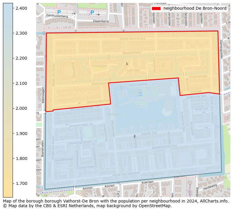 Image of the neighbourhood De Bron-Noord at the map. This image is used as introduction to this page. This page shows a lot of information about the population in the neighbourhood De Bron-Noord (such as the distribution by age groups of the residents, the composition of households, whether inhabitants are natives or Dutch with an immigration background, data about the houses (numbers, types, price development, use, type of property, ...) and more (car ownership, energy consumption, ...) based on open data from the Dutch Central Bureau of Statistics and various other sources!