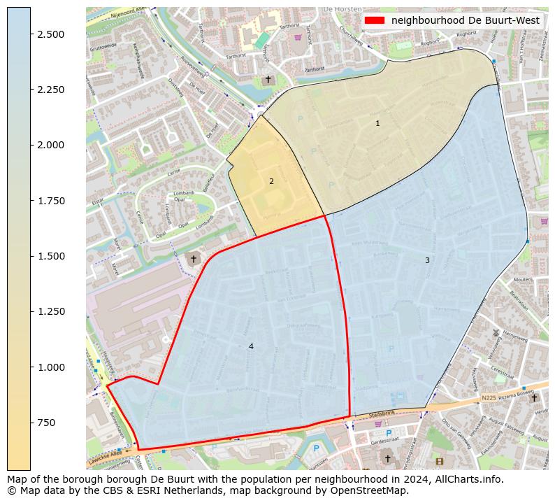 Image of the neighbourhood De Buurt-West at the map. This image is used as introduction to this page. This page shows a lot of information about the population in the neighbourhood De Buurt-West (such as the distribution by age groups of the residents, the composition of households, whether inhabitants are natives or Dutch with an immigration background, data about the houses (numbers, types, price development, use, type of property, ...) and more (car ownership, energy consumption, ...) based on open data from the Dutch Central Bureau of Statistics and various other sources!