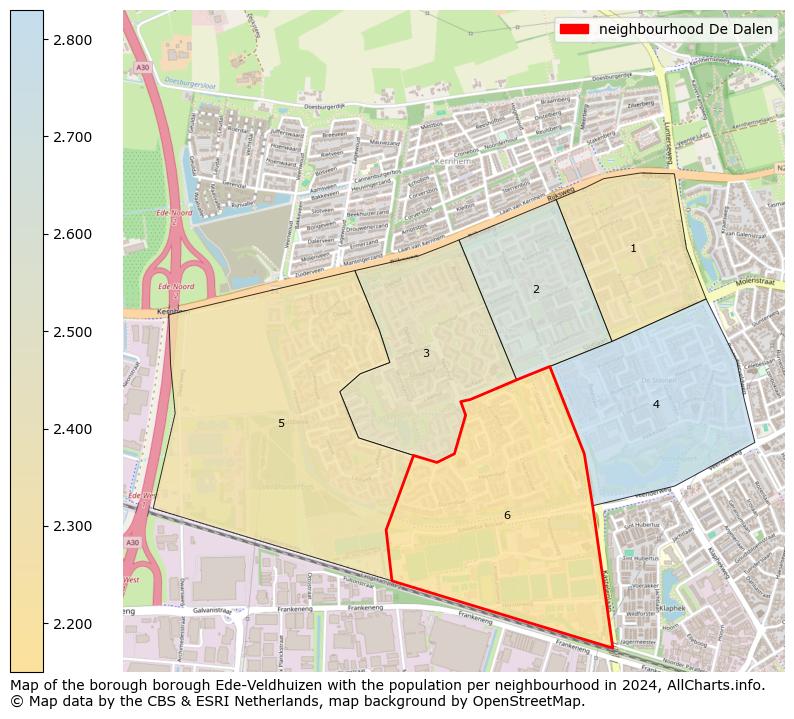 Image of the neighbourhood De Dalen at the map. This image is used as introduction to this page. This page shows a lot of information about the population in the neighbourhood De Dalen (such as the distribution by age groups of the residents, the composition of households, whether inhabitants are natives or Dutch with an immigration background, data about the houses (numbers, types, price development, use, type of property, ...) and more (car ownership, energy consumption, ...) based on open data from the Dutch Central Bureau of Statistics and various other sources!