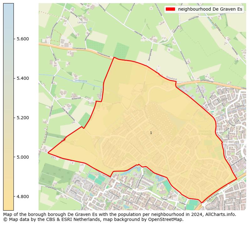 Image of the neighbourhood De Graven Es at the map. This image is used as introduction to this page. This page shows a lot of information about the population in the neighbourhood De Graven Es (such as the distribution by age groups of the residents, the composition of households, whether inhabitants are natives or Dutch with an immigration background, data about the houses (numbers, types, price development, use, type of property, ...) and more (car ownership, energy consumption, ...) based on open data from the Dutch Central Bureau of Statistics and various other sources!