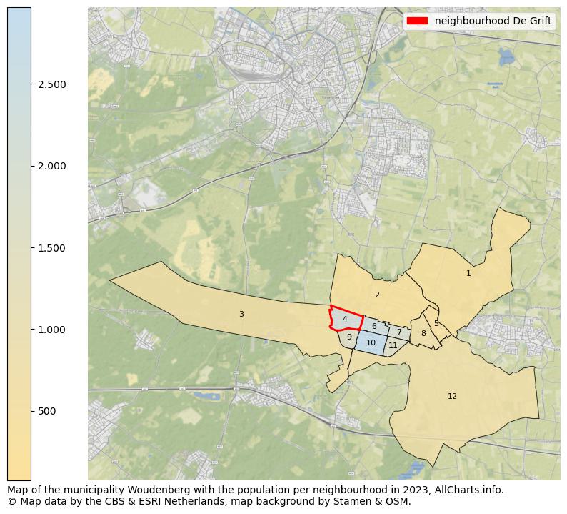 Map of the municipality Woudenberg with the population per neighbourhood in 2023. This page shows a lot of information about residents (such as the distribution by age groups, family composition, gender, native or Dutch with an immigration background, ...), homes (numbers, types, price development, use, type of property, ...) and more (car ownership, energy consumption, ...) based on open data from the Dutch Central Bureau of Statistics and various other sources!