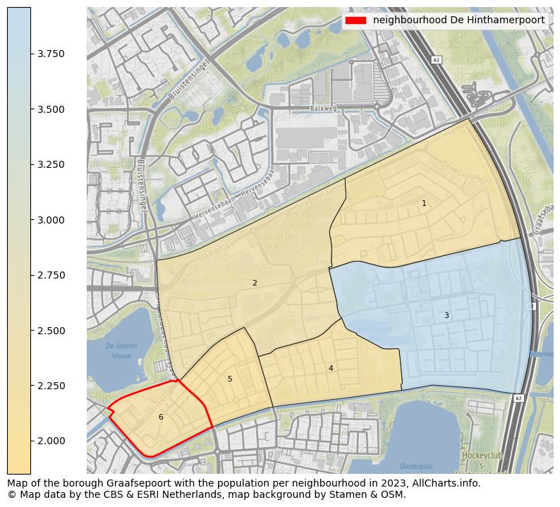 Map of the borough Graafsepoort with the population per neighbourhood in 2023. This page shows a lot of information about residents (such as the distribution by age groups, family composition, gender, native or Dutch with an immigration background, ...), homes (numbers, types, price development, use, type of property, ...) and more (car ownership, energy consumption, ...) based on open data from the Dutch Central Bureau of Statistics and various other sources!