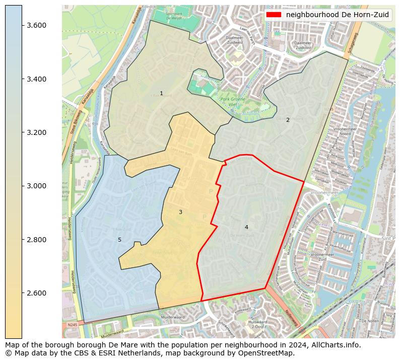 Image of the neighbourhood De Horn-Zuid at the map. This image is used as introduction to this page. This page shows a lot of information about the population in the neighbourhood De Horn-Zuid (such as the distribution by age groups of the residents, the composition of households, whether inhabitants are natives or Dutch with an immigration background, data about the houses (numbers, types, price development, use, type of property, ...) and more (car ownership, energy consumption, ...) based on open data from the Dutch Central Bureau of Statistics and various other sources!