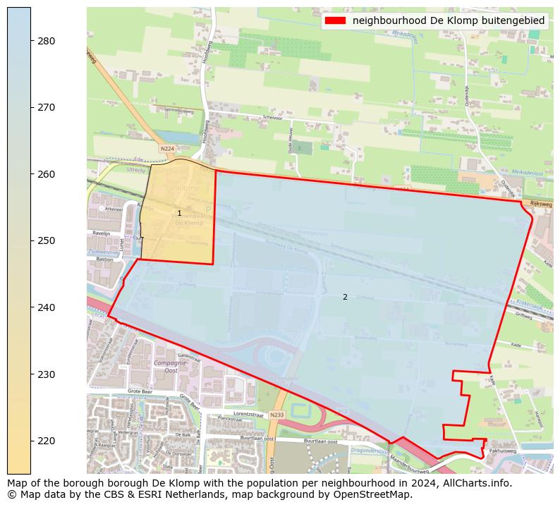 Image of the neighbourhood De Klomp buitengebied at the map. This image is used as introduction to this page. This page shows a lot of information about the population in the neighbourhood De Klomp buitengebied (such as the distribution by age groups of the residents, the composition of households, whether inhabitants are natives or Dutch with an immigration background, data about the houses (numbers, types, price development, use, type of property, ...) and more (car ownership, energy consumption, ...) based on open data from the Dutch Central Bureau of Statistics and various other sources!