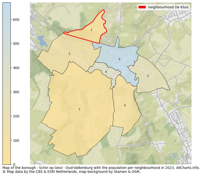 Map of the borough Schin op Geul - Oud-Valkenburg with the population per neighbourhood in 2021. This page shows a lot of information about residents (such as the distribution by age groups, family composition, gender, native or Dutch with an immigration background, ...), homes (numbers, types, price development, use, type of property, ...) and more (car ownership, energy consumption, ...) based on open data from the Dutch Central Bureau of Statistics and various other sources!