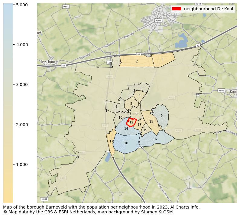 Map of the borough Barneveld with the population per neighbourhood in 2023. This page shows a lot of information about residents (such as the distribution by age groups, family composition, gender, native or Dutch with an immigration background, ...), homes (numbers, types, price development, use, type of property, ...) and more (car ownership, energy consumption, ...) based on open data from the Dutch Central Bureau of Statistics and various other sources!