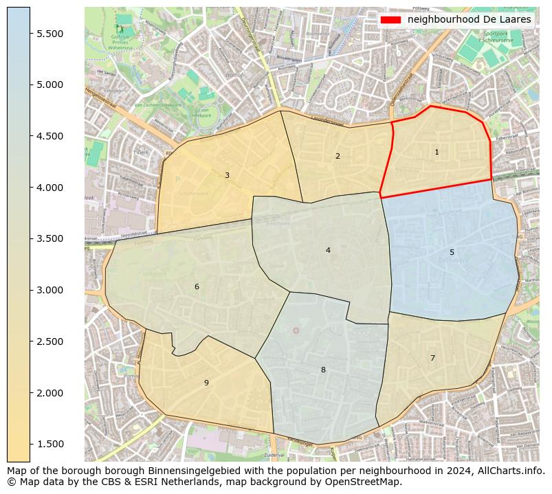 Image of the neighbourhood De Laares at the map. This image is used as introduction to this page. This page shows a lot of information about the population in the neighbourhood De Laares (such as the distribution by age groups of the residents, the composition of households, whether inhabitants are natives or Dutch with an immigration background, data about the houses (numbers, types, price development, use, type of property, ...) and more (car ownership, energy consumption, ...) based on open data from the Dutch Central Bureau of Statistics and various other sources!