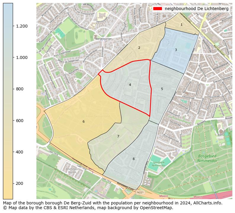 Image of the neighbourhood De Lichtenberg at the map. This image is used as introduction to this page. This page shows a lot of information about the population in the neighbourhood De Lichtenberg (such as the distribution by age groups of the residents, the composition of households, whether inhabitants are natives or Dutch with an immigration background, data about the houses (numbers, types, price development, use, type of property, ...) and more (car ownership, energy consumption, ...) based on open data from the Dutch Central Bureau of Statistics and various other sources!