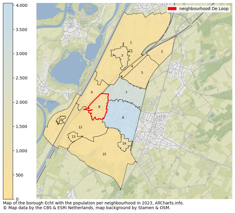 Map of the borough Echt with the population per neighbourhood in 2023. This page shows a lot of information about residents (such as the distribution by age groups, family composition, gender, native or Dutch with an immigration background, ...), homes (numbers, types, price development, use, type of property, ...) and more (car ownership, energy consumption, ...) based on open data from the Dutch Central Bureau of Statistics and various other sources!