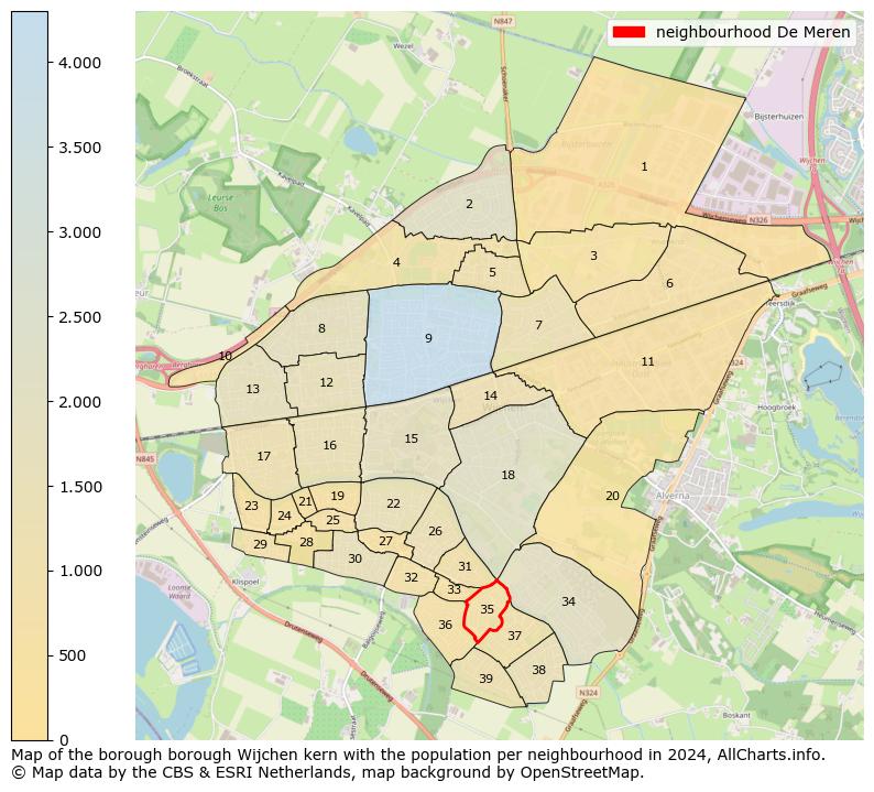 Image of the neighbourhood De Meren at the map. This image is used as introduction to this page. This page shows a lot of information about the population in the neighbourhood De Meren (such as the distribution by age groups of the residents, the composition of households, whether inhabitants are natives or Dutch with an immigration background, data about the houses (numbers, types, price development, use, type of property, ...) and more (car ownership, energy consumption, ...) based on open data from the Dutch Central Bureau of Statistics and various other sources!