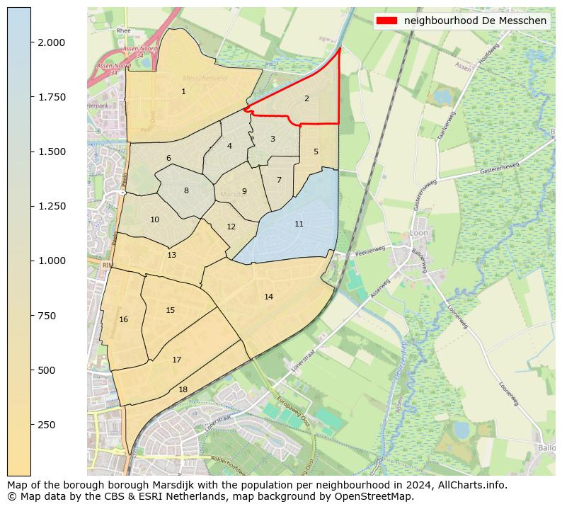 Image of the neighbourhood De Messchen at the map. This image is used as introduction to this page. This page shows a lot of information about the population in the neighbourhood De Messchen (such as the distribution by age groups of the residents, the composition of households, whether inhabitants are natives or Dutch with an immigration background, data about the houses (numbers, types, price development, use, type of property, ...) and more (car ownership, energy consumption, ...) based on open data from the Dutch Central Bureau of Statistics and various other sources!