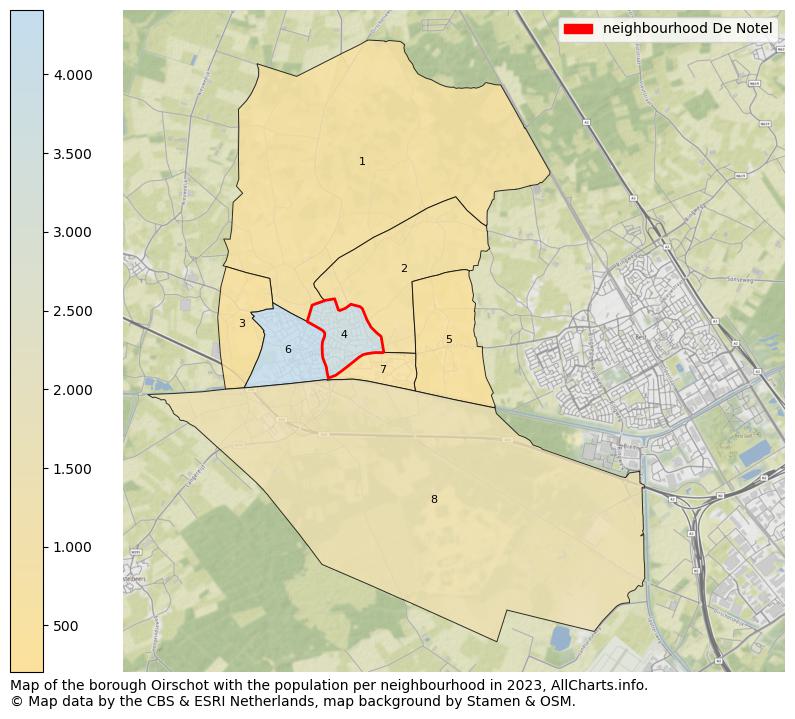 Map of the borough Oirschot with the population per neighbourhood in 2023. This page shows a lot of information about residents (such as the distribution by age groups, family composition, gender, native or Dutch with an immigration background, ...), homes (numbers, types, price development, use, type of property, ...) and more (car ownership, energy consumption, ...) based on open data from the Dutch Central Bureau of Statistics and various other sources!