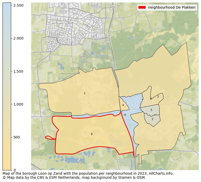 Map of the borough Loon op Zand with the population per neighbourhood in 2023. This page shows a lot of information about residents (such as the distribution by age groups, family composition, gender, native or Dutch with an immigration background, ...), homes (numbers, types, price development, use, type of property, ...) and more (car ownership, energy consumption, ...) based on open data from the Dutch Central Bureau of Statistics and various other sources!