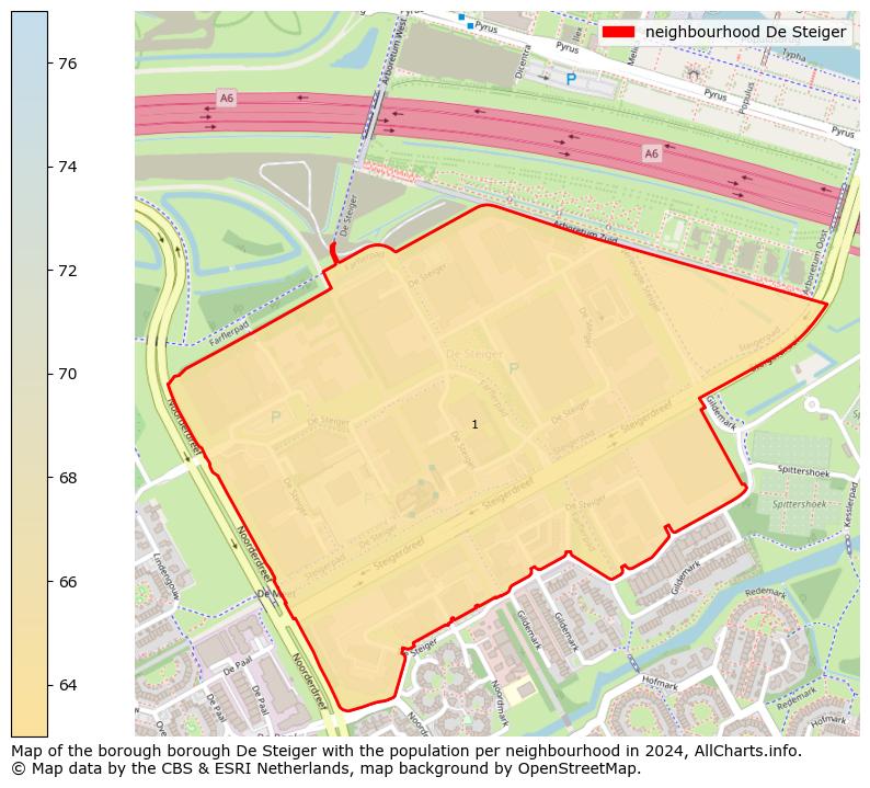 Image of the neighbourhood De Steiger at the map. This image is used as introduction to this page. This page shows a lot of information about the population in the neighbourhood De Steiger (such as the distribution by age groups of the residents, the composition of households, whether inhabitants are natives or Dutch with an immigration background, data about the houses (numbers, types, price development, use, type of property, ...) and more (car ownership, energy consumption, ...) based on open data from the Dutch Central Bureau of Statistics and various other sources!