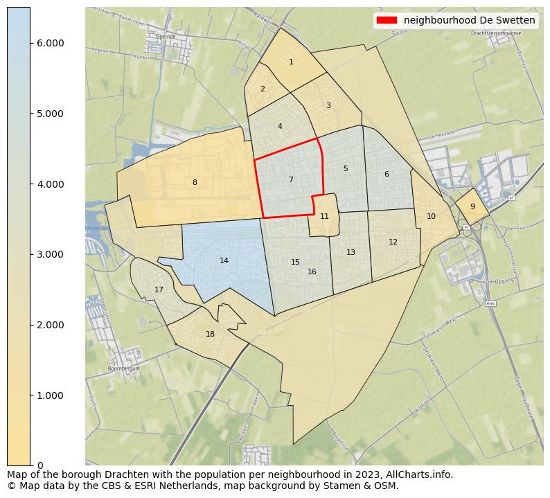 Map of the borough Drachten with the population per neighbourhood in 2023. This page shows a lot of information about residents (such as the distribution by age groups, family composition, gender, native or Dutch with an immigration background, ...), homes (numbers, types, price development, use, type of property, ...) and more (car ownership, energy consumption, ...) based on open data from the Dutch Central Bureau of Statistics and various other sources!