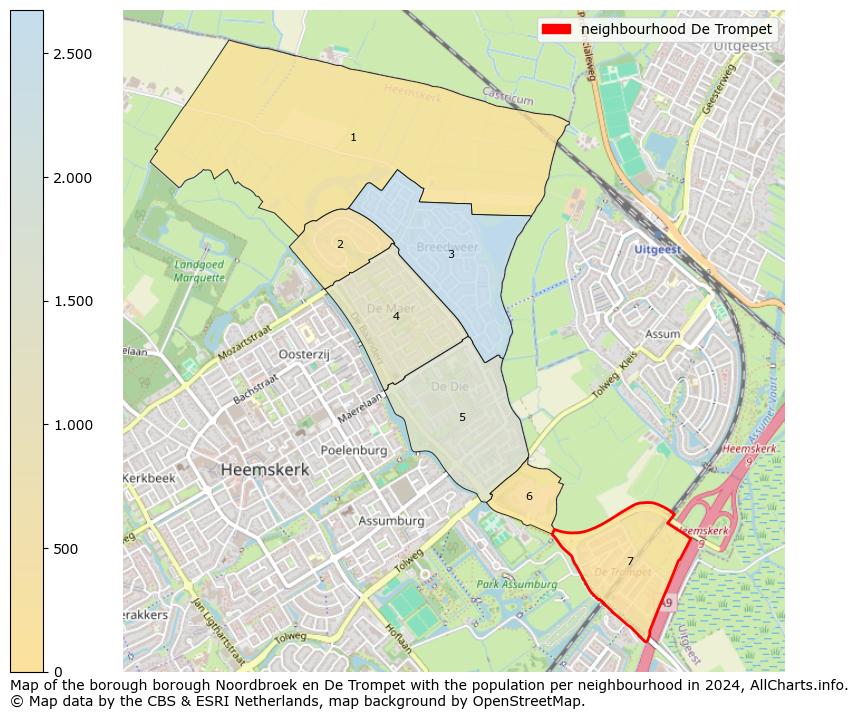 Image of the neighbourhood De Trompet at the map. This image is used as introduction to this page. This page shows a lot of information about the population in the neighbourhood De Trompet (such as the distribution by age groups of the residents, the composition of households, whether inhabitants are natives or Dutch with an immigration background, data about the houses (numbers, types, price development, use, type of property, ...) and more (car ownership, energy consumption, ...) based on open data from the Dutch Central Bureau of Statistics and various other sources!