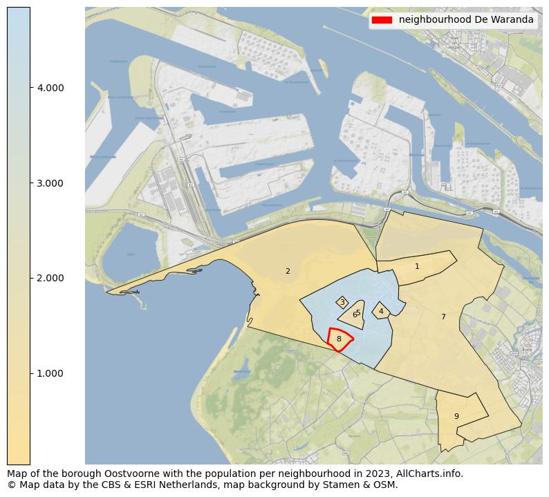 Map of the borough Oostvoorne with the population per neighbourhood in 2023. This page shows a lot of information about residents (such as the distribution by age groups, family composition, gender, native or Dutch with an immigration background, ...), homes (numbers, types, price development, use, type of property, ...) and more (car ownership, energy consumption, ...) based on open data from the Dutch Central Bureau of Statistics and various other sources!