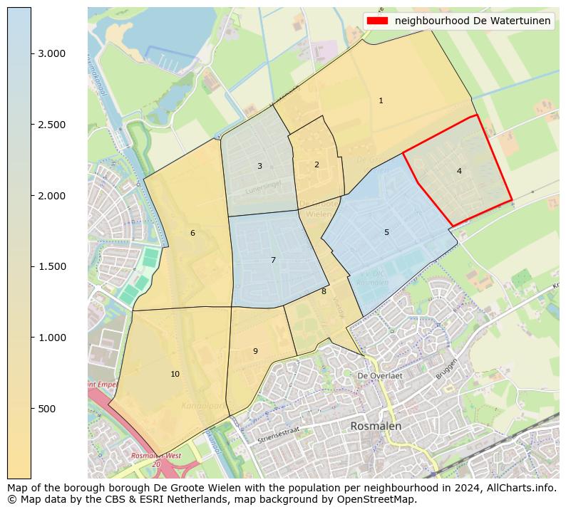 Image of the neighbourhood De Watertuinen at the map. This image is used as introduction to this page. This page shows a lot of information about the population in the neighbourhood De Watertuinen (such as the distribution by age groups of the residents, the composition of households, whether inhabitants are natives or Dutch with an immigration background, data about the houses (numbers, types, price development, use, type of property, ...) and more (car ownership, energy consumption, ...) based on open data from the Dutch Central Bureau of Statistics and various other sources!