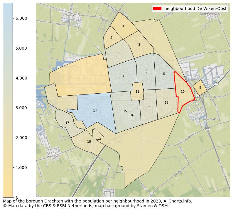 Map of the borough Drachten with the population per neighbourhood in 2023. This page shows a lot of information about residents (such as the distribution by age groups, family composition, gender, native or Dutch with an immigration background, ...), homes (numbers, types, price development, use, type of property, ...) and more (car ownership, energy consumption, ...) based on open data from the Dutch Central Bureau of Statistics and various other sources!