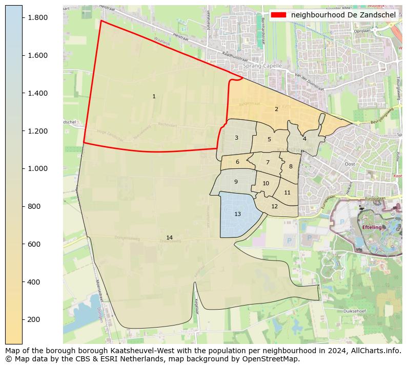 Image of the neighbourhood De Zandschel at the map. This image is used as introduction to this page. This page shows a lot of information about the population in the neighbourhood De Zandschel (such as the distribution by age groups of the residents, the composition of households, whether inhabitants are natives or Dutch with an immigration background, data about the houses (numbers, types, price development, use, type of property, ...) and more (car ownership, energy consumption, ...) based on open data from the Dutch Central Bureau of Statistics and various other sources!