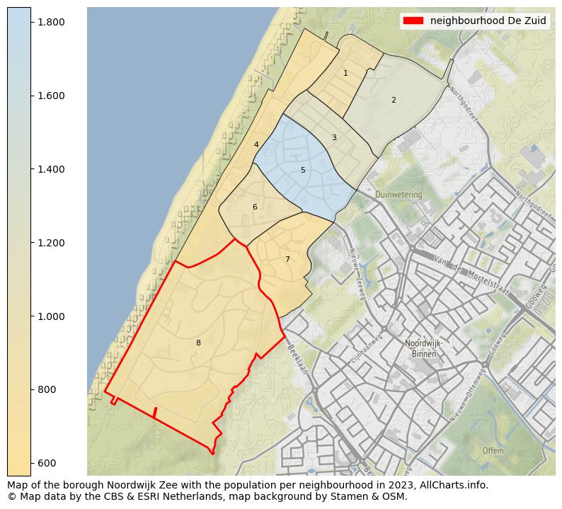 Map of the borough Noordwijk Zee with the population per neighbourhood in 2023. This page shows a lot of information about residents (such as the distribution by age groups, family composition, gender, native or Dutch with an immigration background, ...), homes (numbers, types, price development, use, type of property, ...) and more (car ownership, energy consumption, ...) based on open data from the Dutch Central Bureau of Statistics and various other sources!