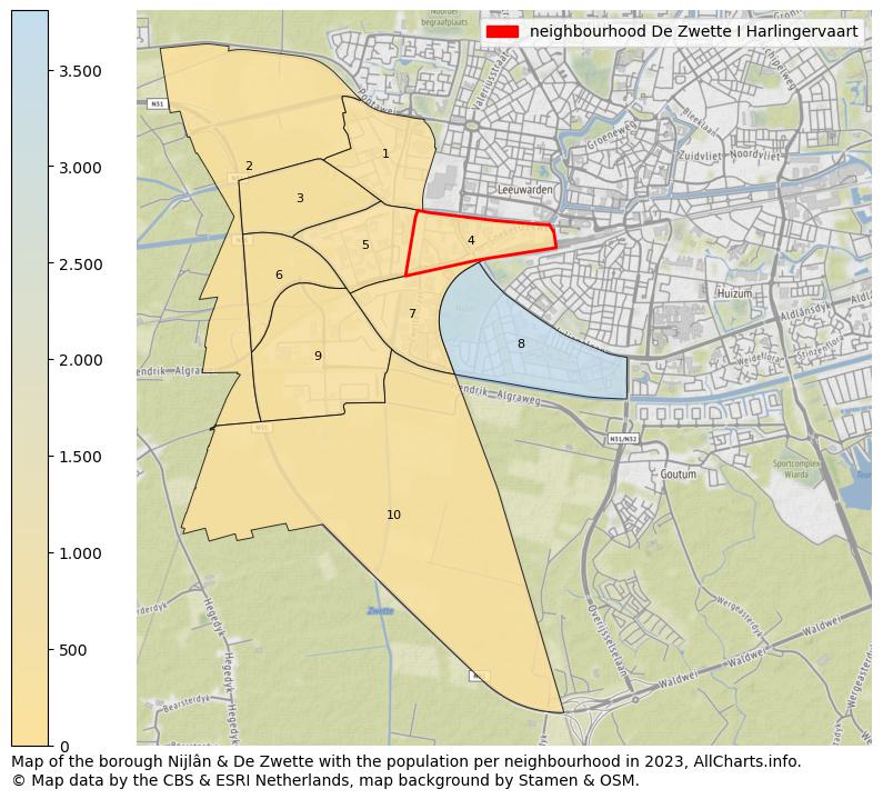 Map of the borough Nijlân & De Zwette with the population per neighbourhood in 2023. This page shows a lot of information about residents (such as the distribution by age groups, family composition, gender, native or Dutch with an immigration background, ...), homes (numbers, types, price development, use, type of property, ...) and more (car ownership, energy consumption, ...) based on open data from the Dutch Central Bureau of Statistics and various other sources!