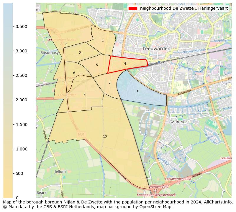 Image of the neighbourhood De Zwette I Harlingervaart at the map. This image is used as introduction to this page. This page shows a lot of information about the population in the neighbourhood De Zwette I Harlingervaart (such as the distribution by age groups of the residents, the composition of households, whether inhabitants are natives or Dutch with an immigration background, data about the houses (numbers, types, price development, use, type of property, ...) and more (car ownership, energy consumption, ...) based on open data from the Dutch Central Bureau of Statistics and various other sources!