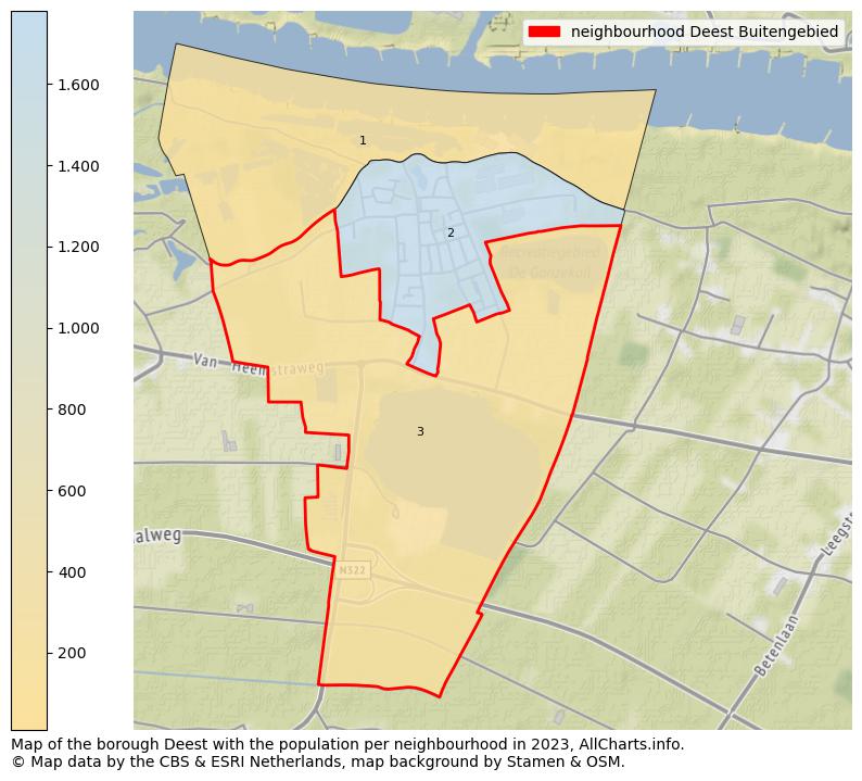 Map of the borough Deest with the population per neighbourhood in 2023. This page shows a lot of information about residents (such as the distribution by age groups, family composition, gender, native or Dutch with an immigration background, ...), homes (numbers, types, price development, use, type of property, ...) and more (car ownership, energy consumption, ...) based on open data from the Dutch Central Bureau of Statistics and various other sources!