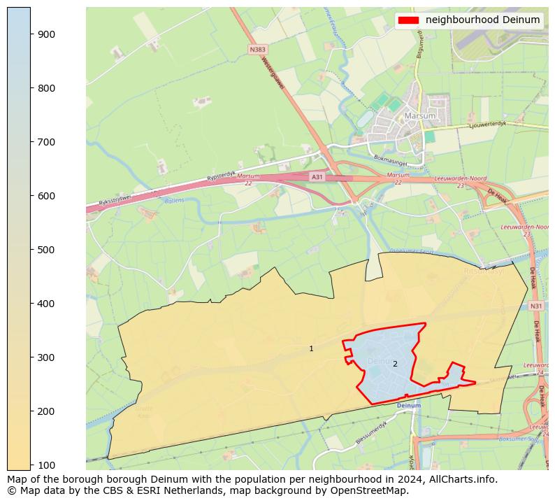 Image of the neighbourhood Deinum at the map. This image is used as introduction to this page. This page shows a lot of information about the population in the neighbourhood Deinum (such as the distribution by age groups of the residents, the composition of households, whether inhabitants are natives or Dutch with an immigration background, data about the houses (numbers, types, price development, use, type of property, ...) and more (car ownership, energy consumption, ...) based on open data from the Dutch Central Bureau of Statistics and various other sources!