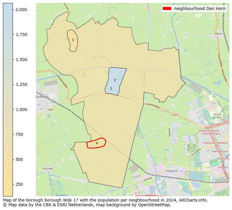 Image of the neighbourhood Den Horn at the map. This image is used as introduction to this page. This page shows a lot of information about the population in the neighbourhood Den Horn (such as the distribution by age groups of the residents, the composition of households, whether inhabitants are natives or Dutch with an immigration background, data about the houses (numbers, types, price development, use, type of property, ...) and more (car ownership, energy consumption, ...) based on open data from the Dutch Central Bureau of Statistics and various other sources!