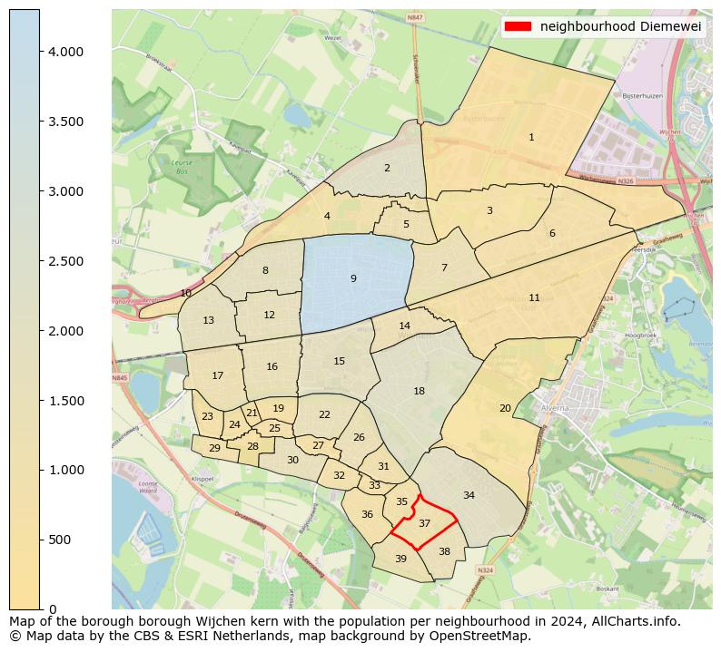 Image of the neighbourhood Diemewei at the map. This image is used as introduction to this page. This page shows a lot of information about the population in the neighbourhood Diemewei (such as the distribution by age groups of the residents, the composition of households, whether inhabitants are natives or Dutch with an immigration background, data about the houses (numbers, types, price development, use, type of property, ...) and more (car ownership, energy consumption, ...) based on open data from the Dutch Central Bureau of Statistics and various other sources!