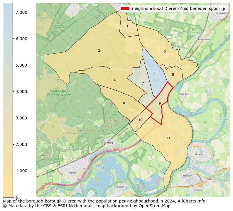 Image of the neighbourhood Dieren-Zuid beneden spoorlijn at the map. This image is used as introduction to this page. This page shows a lot of information about the population in the neighbourhood Dieren-Zuid beneden spoorlijn (such as the distribution by age groups of the residents, the composition of households, whether inhabitants are natives or Dutch with an immigration background, data about the houses (numbers, types, price development, use, type of property, ...) and more (car ownership, energy consumption, ...) based on open data from the Dutch Central Bureau of Statistics and various other sources!