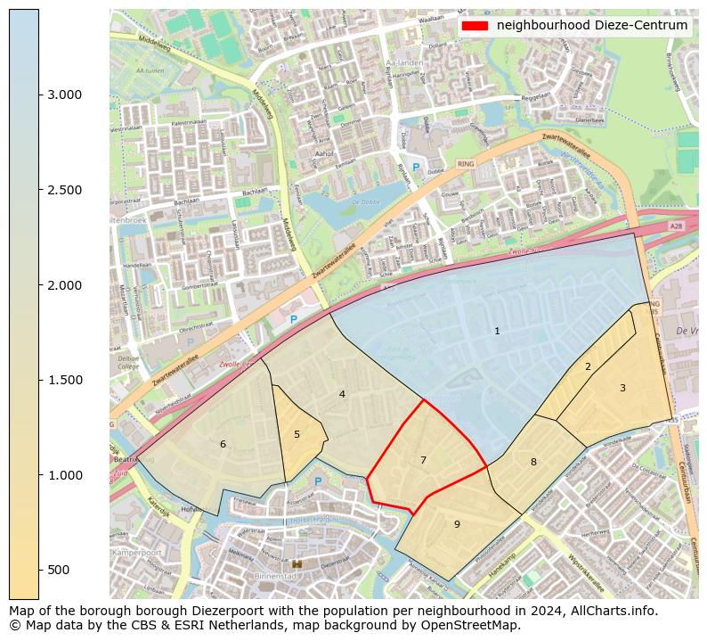 Image of the neighbourhood Dieze-Centrum at the map. This image is used as introduction to this page. This page shows a lot of information about the population in the neighbourhood Dieze-Centrum (such as the distribution by age groups of the residents, the composition of households, whether inhabitants are natives or Dutch with an immigration background, data about the houses (numbers, types, price development, use, type of property, ...) and more (car ownership, energy consumption, ...) based on open data from the Dutch Central Bureau of Statistics and various other sources!