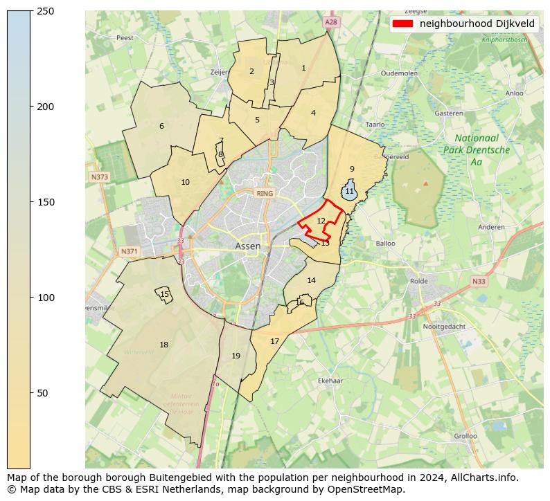 Image of the neighbourhood Dijkveld at the map. This image is used as introduction to this page. This page shows a lot of information about the population in the neighbourhood Dijkveld (such as the distribution by age groups of the residents, the composition of households, whether inhabitants are natives or Dutch with an immigration background, data about the houses (numbers, types, price development, use, type of property, ...) and more (car ownership, energy consumption, ...) based on open data from the Dutch Central Bureau of Statistics and various other sources!