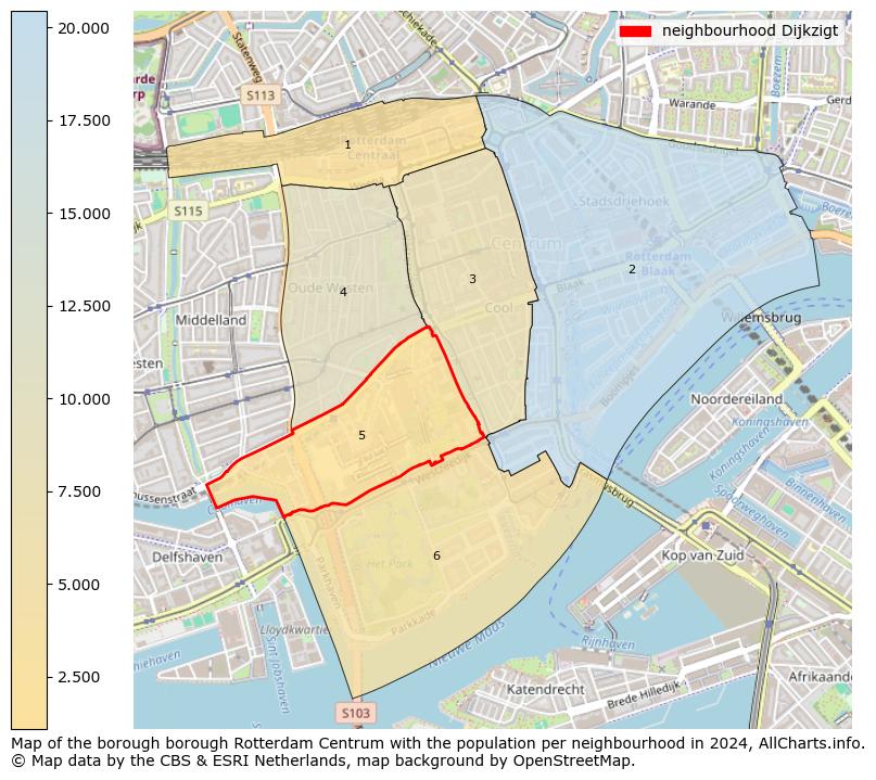 Image of the neighbourhood Dijkzigt at the map. This image is used as introduction to this page. This page shows a lot of information about the population in the neighbourhood Dijkzigt (such as the distribution by age groups of the residents, the composition of households, whether inhabitants are natives or Dutch with an immigration background, data about the houses (numbers, types, price development, use, type of property, ...) and more (car ownership, energy consumption, ...) based on open data from the Dutch Central Bureau of Statistics and various other sources!