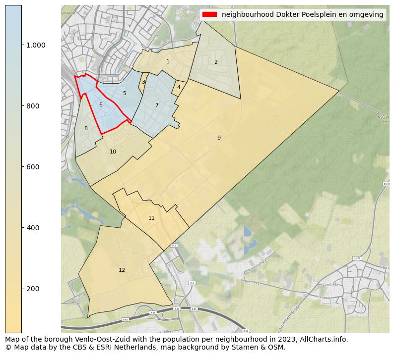 Map of the borough Venlo-Oost-Zuid with the population per neighbourhood in 2023. This page shows a lot of information about residents (such as the distribution by age groups, family composition, gender, native or Dutch with an immigration background, ...), homes (numbers, types, price development, use, type of property, ...) and more (car ownership, energy consumption, ...) based on open data from the Dutch Central Bureau of Statistics and various other sources!