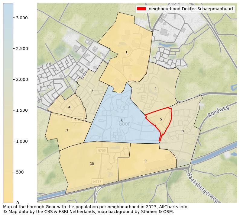 Map of the borough Goor with the population per neighbourhood in 2023. This page shows a lot of information about residents (such as the distribution by age groups, family composition, gender, native or Dutch with an immigration background, ...), homes (numbers, types, price development, use, type of property, ...) and more (car ownership, energy consumption, ...) based on open data from the Dutch Central Bureau of Statistics and various other sources!