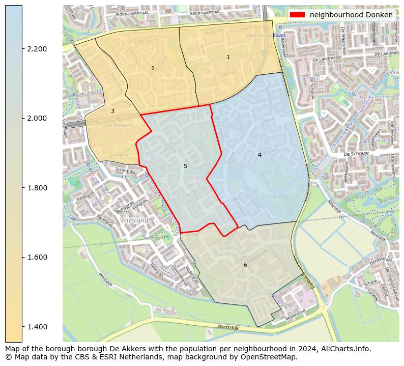 Image of the neighbourhood Donken at the map. This image is used as introduction to this page. This page shows a lot of information about the population in the neighbourhood Donken (such as the distribution by age groups of the residents, the composition of households, whether inhabitants are natives or Dutch with an immigration background, data about the houses (numbers, types, price development, use, type of property, ...) and more (car ownership, energy consumption, ...) based on open data from the Dutch Central Bureau of Statistics and various other sources!