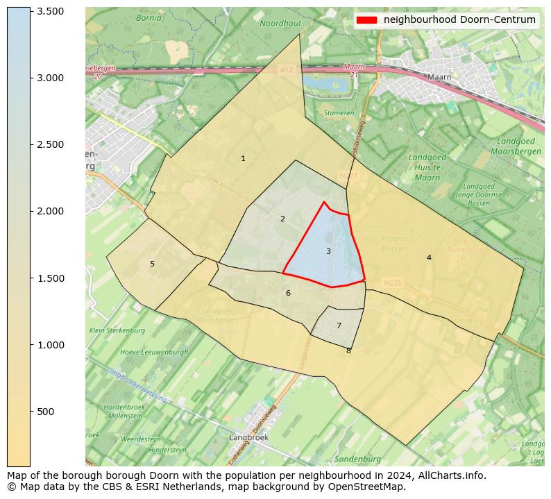 Image of the neighbourhood Doorn-Centrum at the map. This image is used as introduction to this page. This page shows a lot of information about the population in the neighbourhood Doorn-Centrum (such as the distribution by age groups of the residents, the composition of households, whether inhabitants are natives or Dutch with an immigration background, data about the houses (numbers, types, price development, use, type of property, ...) and more (car ownership, energy consumption, ...) based on open data from the Dutch Central Bureau of Statistics and various other sources!