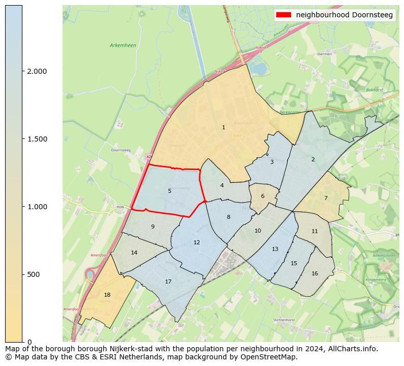 Image of the neighbourhood Doornsteeg at the map. This image is used as introduction to this page. This page shows a lot of information about the population in the neighbourhood Doornsteeg (such as the distribution by age groups of the residents, the composition of households, whether inhabitants are natives or Dutch with an immigration background, data about the houses (numbers, types, price development, use, type of property, ...) and more (car ownership, energy consumption, ...) based on open data from the Dutch Central Bureau of Statistics and various other sources!