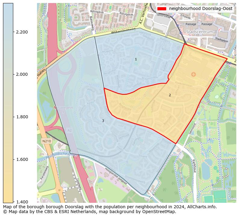 Image of the neighbourhood Doorslag-Oost at the map. This image is used as introduction to this page. This page shows a lot of information about the population in the neighbourhood Doorslag-Oost (such as the distribution by age groups of the residents, the composition of households, whether inhabitants are natives or Dutch with an immigration background, data about the houses (numbers, types, price development, use, type of property, ...) and more (car ownership, energy consumption, ...) based on open data from the Dutch Central Bureau of Statistics and various other sources!